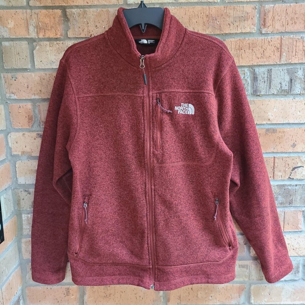 The North Face Mens Knit Jacket Full Zip Pockets Outdoor Maroon Size L - Picture 4 of 10